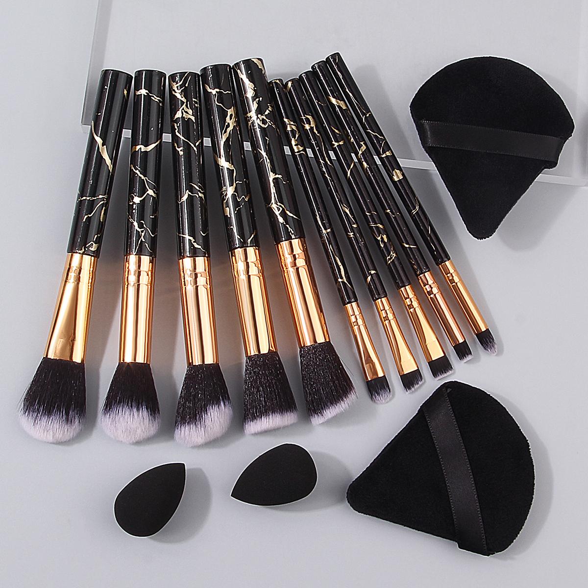

Beginner 10pcs Soft bristle makeup brush set,4 dry and wet dual-purpose makeup powder puffs and spongeegg makeup toolcombination чёрный