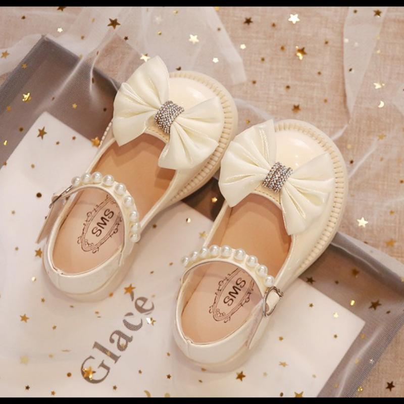 

Fashion children s leather shoes for spring new for girl leather shoe bow tie girls princess shoe anti slip girls single shoes 26insole 15.8cm бежевый