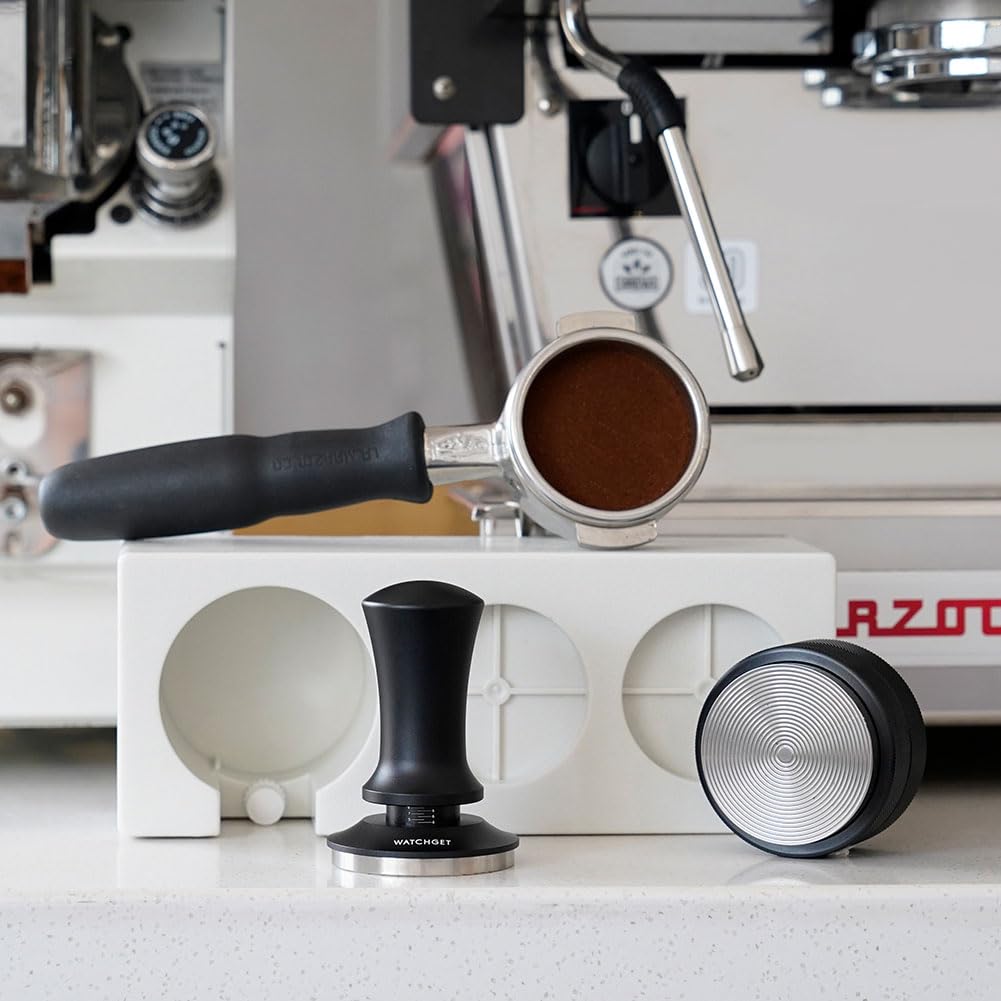 Watchget Tamper Espresso Maker Coffee Tamper Landfill Pressure Calibrated Tamper Constant Pressure Spring Flat Base Espresso Machine Coffee