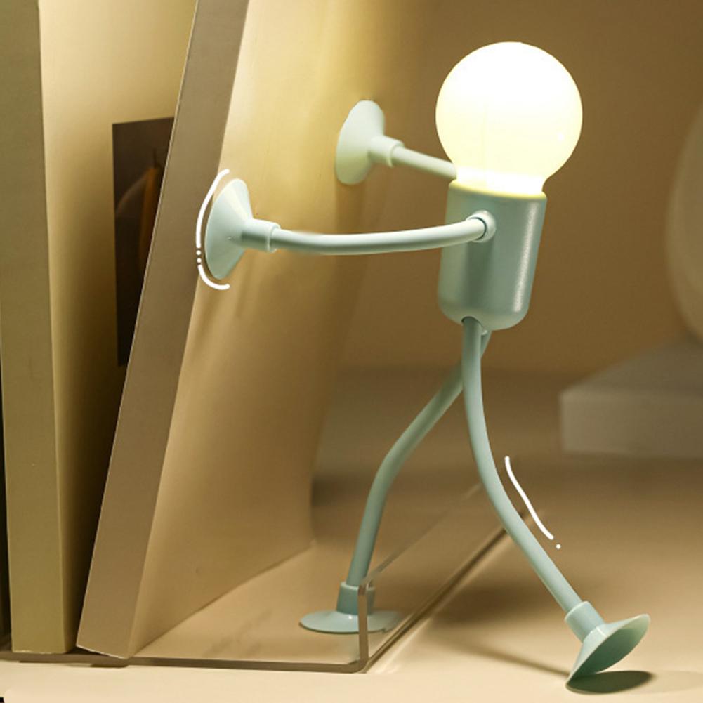 Veränderbare Form Lustige Sportler Nachtlicht Knopfbatterie Schreibtischlampe Vielseitige Minilampe Kreatives Ornament Vakuumadsorption