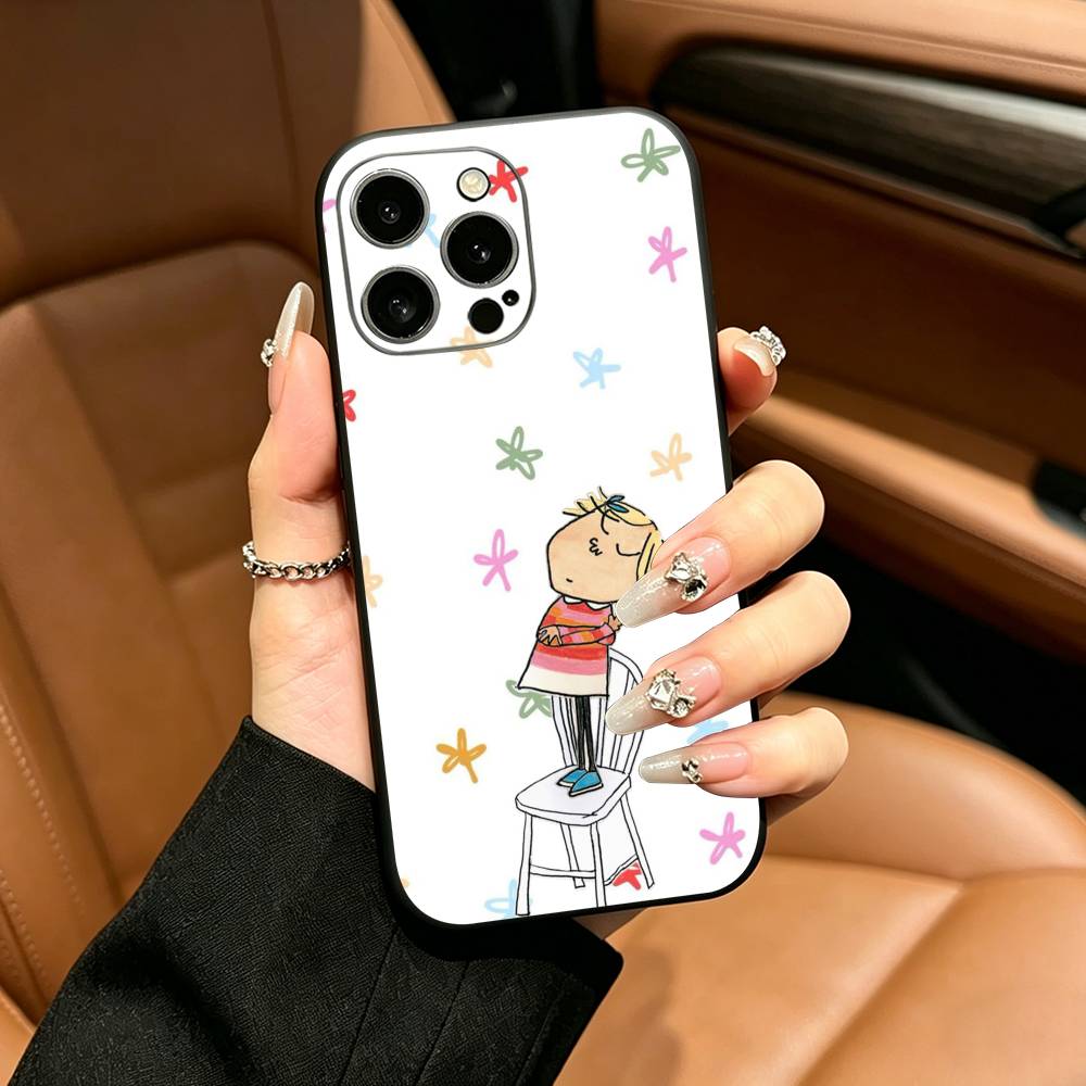Animation Charlie and Lola Phone Case For iPhone 17,16,15,14,13,12,11 Pro Max,16/15/14Plus,XS Soft Black Cover