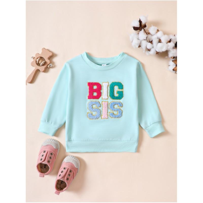 

Осенняя толстовка с длинными рукавами и вышитыми буквами для девочек, удобный хлопковый пуловер для детей среднего и маленького возраста 80