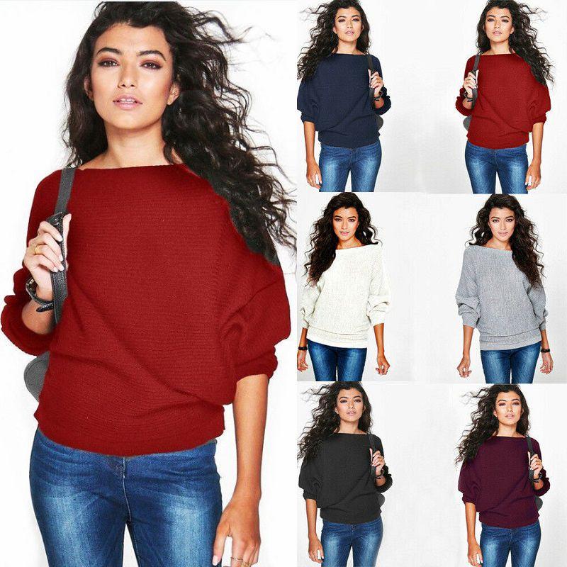 Stylish Women's Long Sleeve Baggy Ladies Pullover Knitted Oversized Sweater Jumper