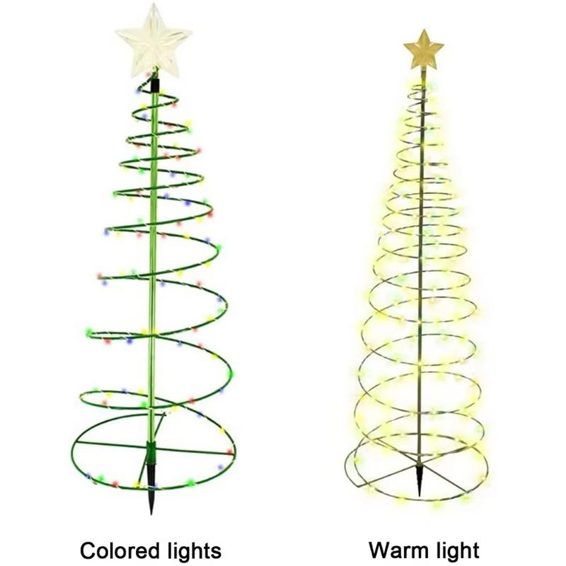 Christmas Tree Garden Decorative Lights Stars LED Solar Ground Light Solar Energy Lamp Coil Shape Sun Lamps