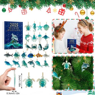 2025 Advent Calendar, 24 Days Christmas Advent Countdown Calendar With 24 Pcs Ornaments, Chill Daily Surprises, 2D Acrylic Ornaments Christmas Decor