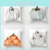 Luxurious Watercolor Pumpkin Cushion Cover Pillow Case For Halloween And Thanksgiving Decor