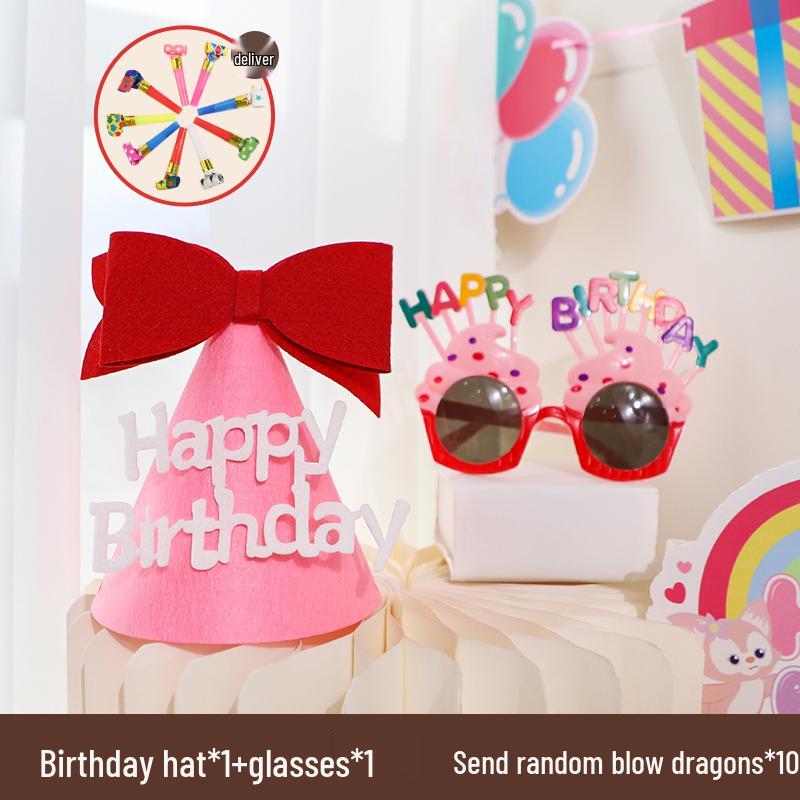 First Birthday Girl Photo Props Set: Hat, Glasses, and Creative Decorations