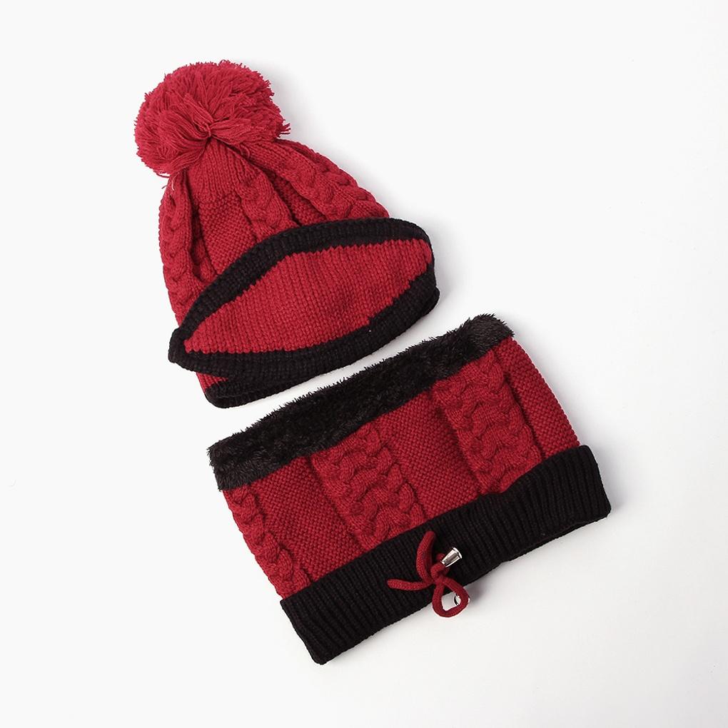 Winter Cold Weather Gear: Neck Warmer, Fur Hat Set, and Wine Knit Mask