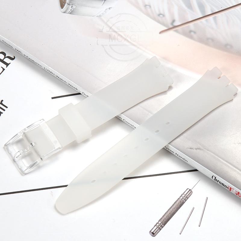 Silicone Watch Band For Swatch 17mm 19mm 20mm Pin Buckle Waterproof Bracelet Wristband Watch Accessories