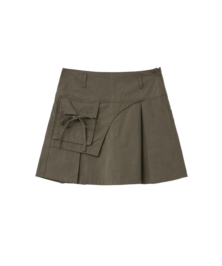 Lougeu Ribbon Pocket Mini Skirt_Khaki
