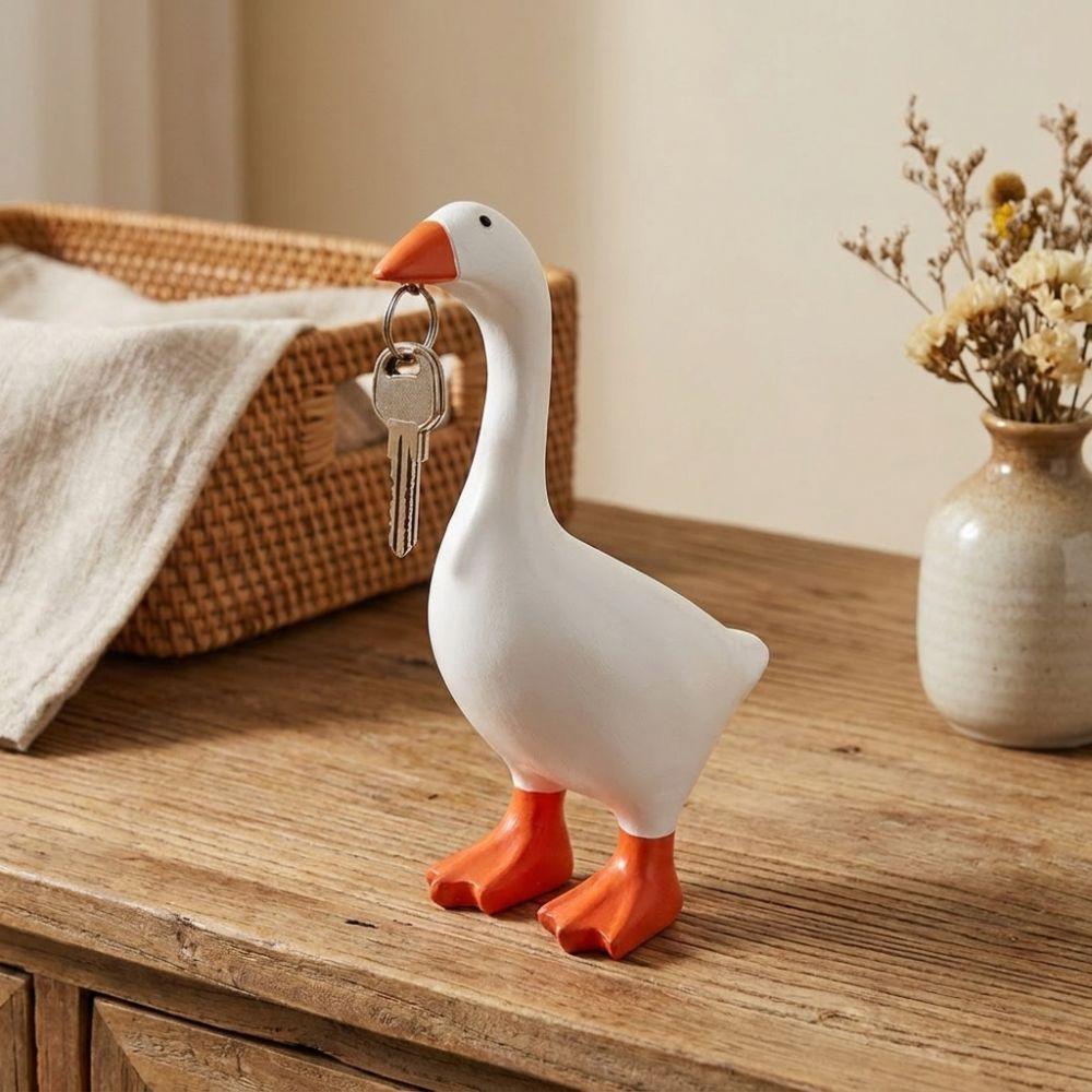 Cute Goose Figurines Key Hanger Funny Dumb Goose Key Holding Figurine  Birthday Gift