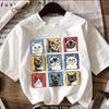 Striped Cat Face T-Shirt - Round Neck, Short Sleeve, Casual Top In 9 Colors