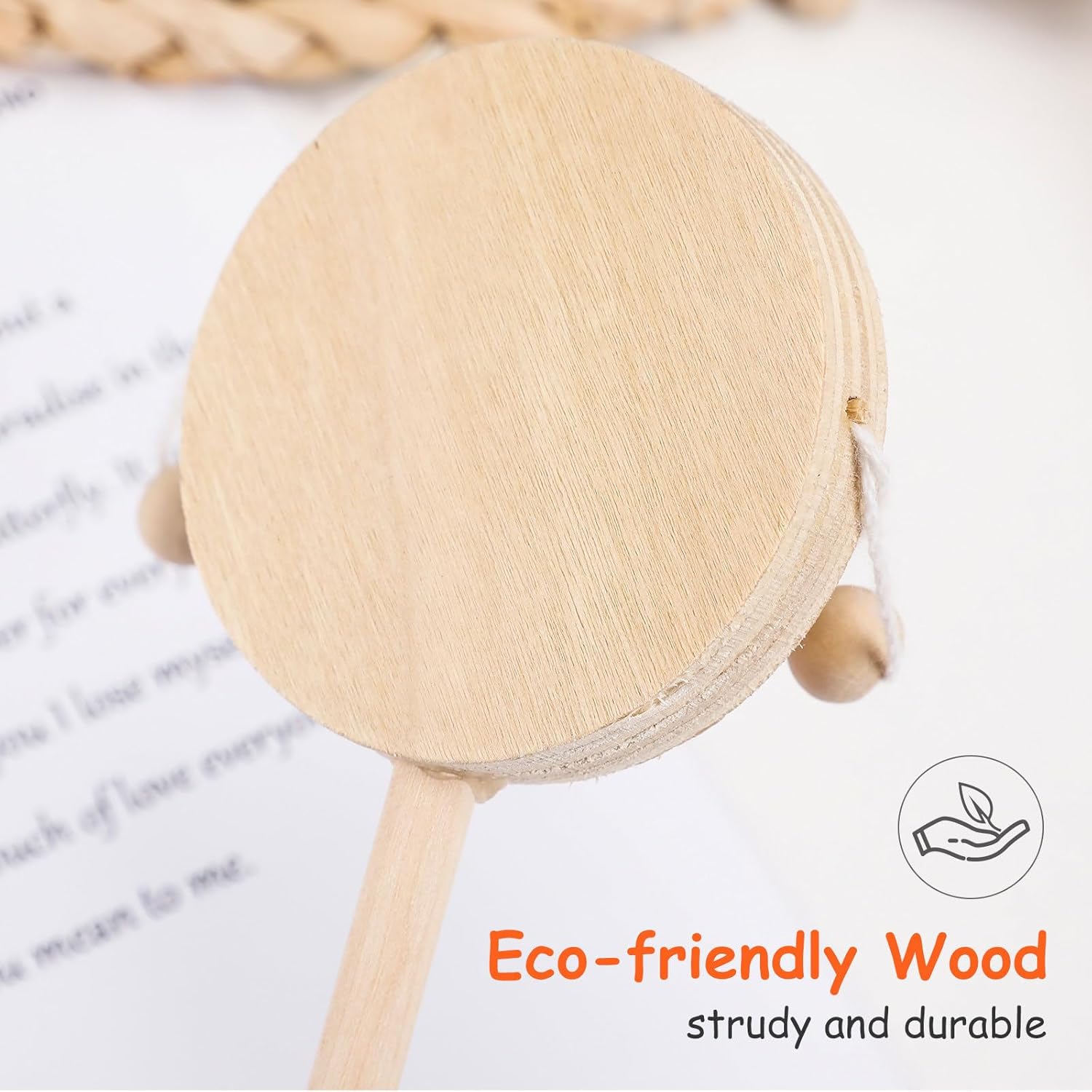 1 набор из 6 шт. Неокрашенные деревянные погремушки-игрушки Пустые деревянные погремушки-барабаны Неокрашенные для DIY-творчества, рисования, встряхивания