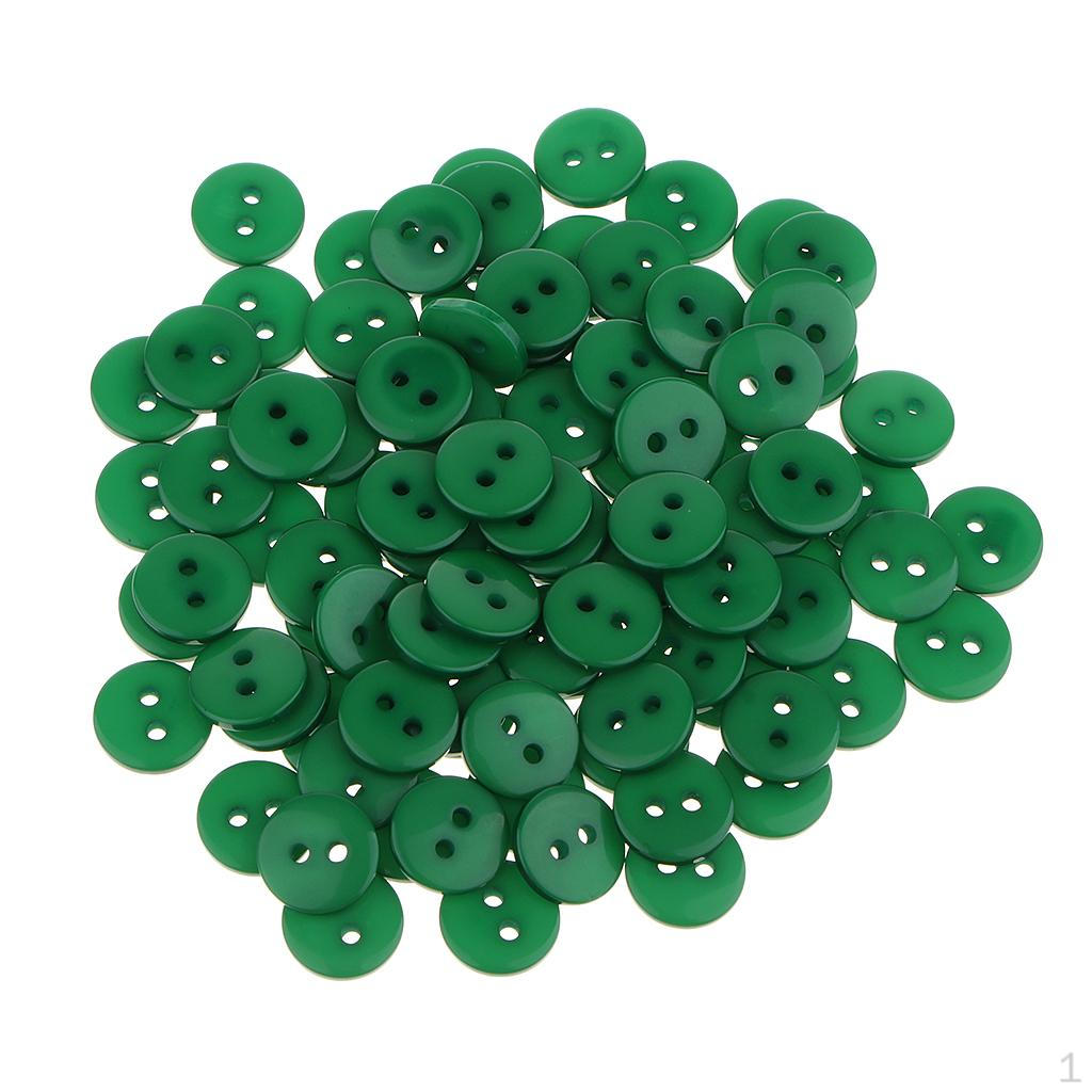 100 Bottoni Piatto in Resina a 2 Fori da 1 Cm per Artigianato