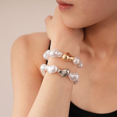 Vintage Baroque Imitation Pearl Irregular Geometric Bracelet French Internet Celebrity Simple Jewelry