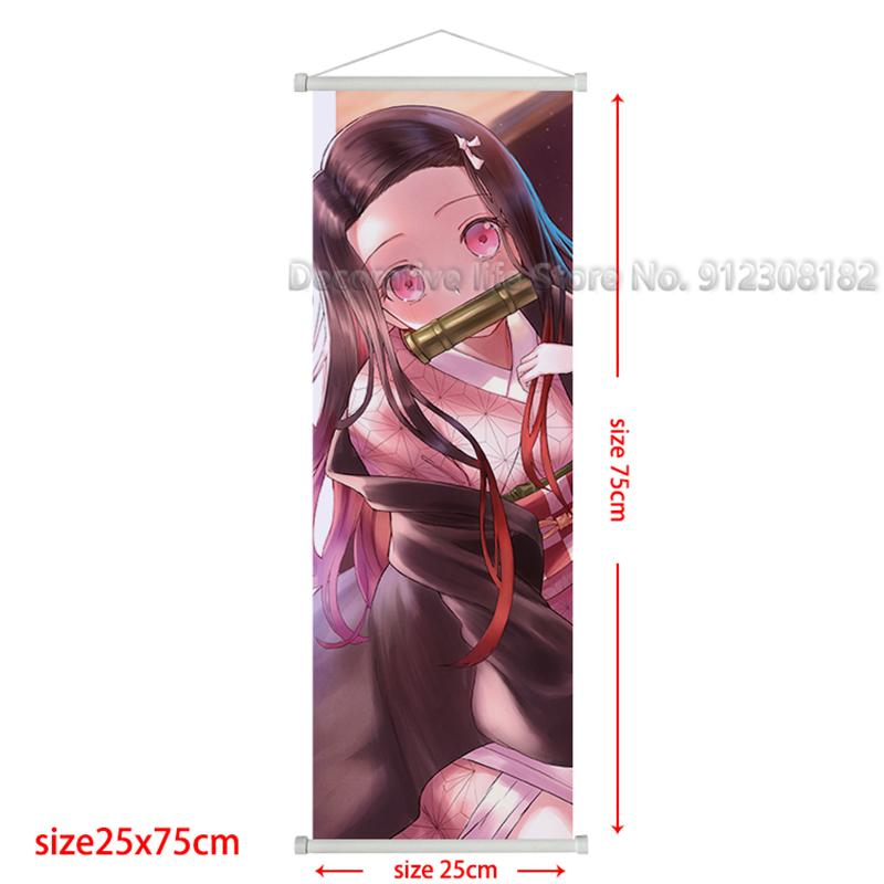 Demon Slayer Scroll Poster Kamado Tanjirou Canvas Painting Nezuko Classic Wall Art Pictures for Living Room Home Decoration