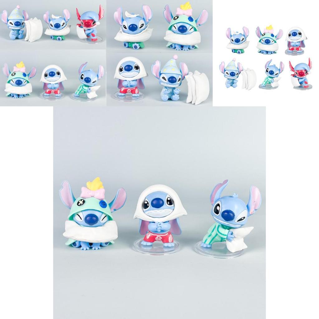 6 Pcs Stitch Sleepwear Pillow Design Mini Model Desktop Ornament Decor Set For Kids And Fans