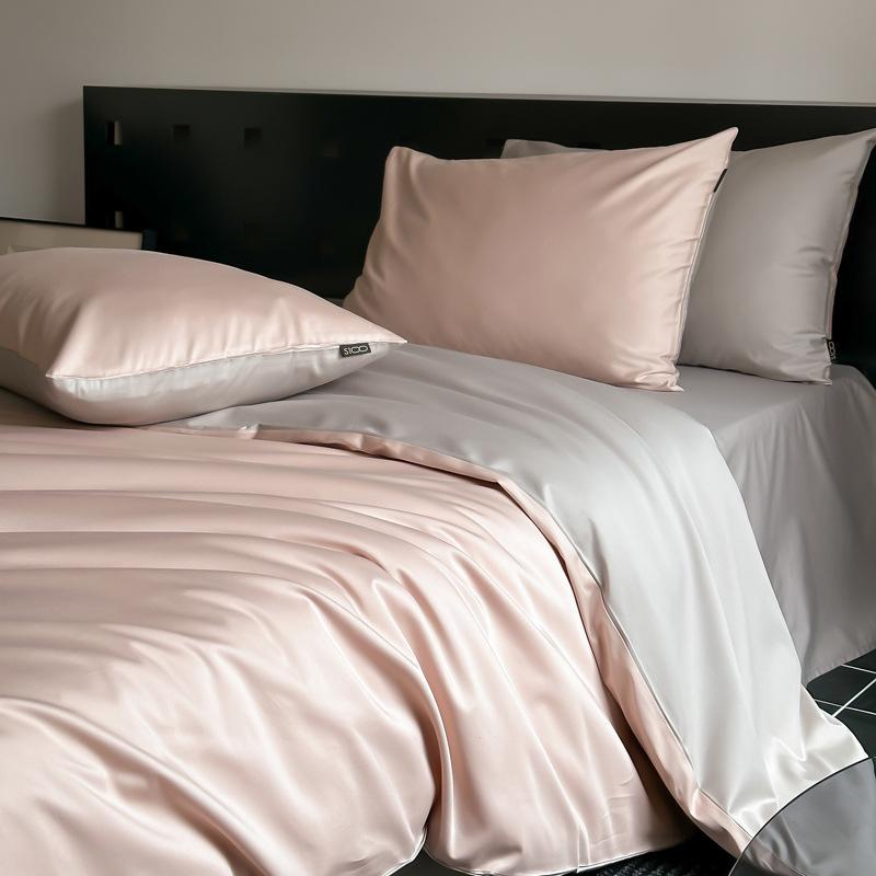 100% Baumwolle Klasse A 100S Sateen Ägyptische Baumwolle Bettwäsche-Set 4-teiliges Luxus-Spannbettlaken-Set mit Bettbezug & Spannbettlaken