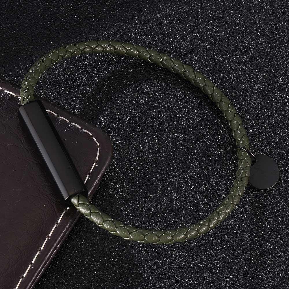 

Green Retro Leather Bracelet Men Bangles Fashion Buckle Charm Lovers Jewelry Bracelet 205mm зелений