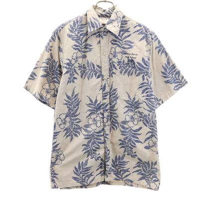 GO BAREFOOT 90er Jahre Made in USA Altes Hibiskusmuster Kurzarm Alohahemd Herren Gebraucht