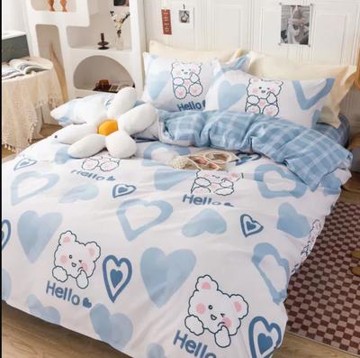 Cartoon Bettwäscheset Frühling Sommer Neu Bettbezug + Spannbettlaken + 2 Stück Kissenbezug Einzelbett Doppelbett Queen King Größe Bettwäsche B89C