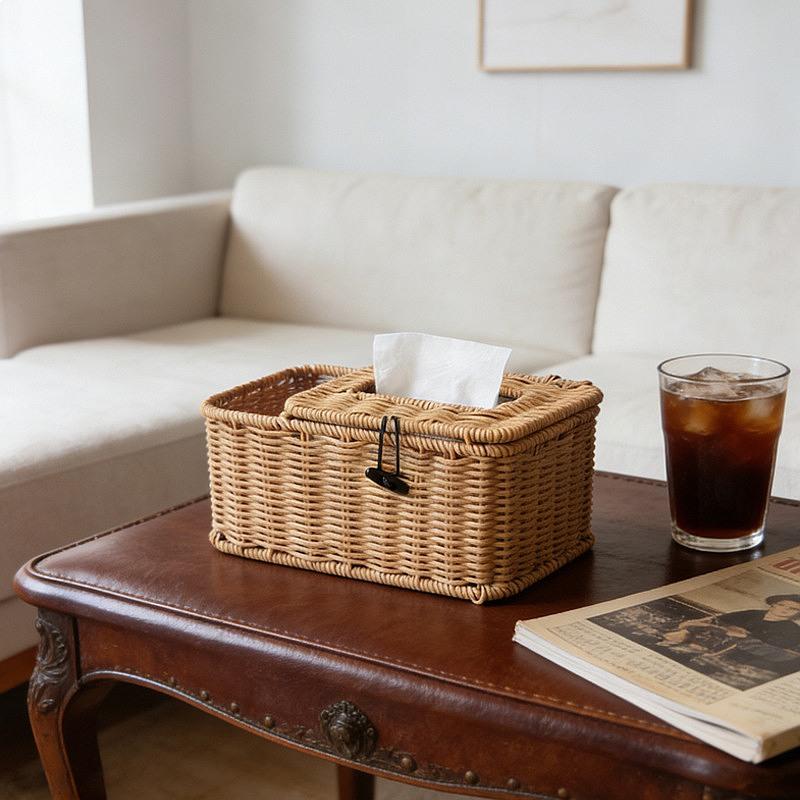 Handmade Woven Tissue Box Cover for Living Room Hotel Bedroom Bathroom Napkin Holder