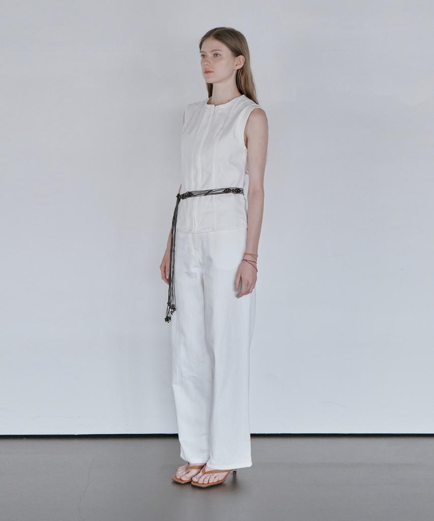 THEFRHT Striped Cotton Wide Pants (White)
