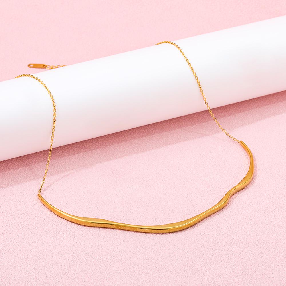 Fenny 18K PVD Plated Non Tarnish Fashion Designer Irregular Tube Pendant Choker Chain Necklace Stainless Steel Jewelry