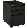 3 Drawer Filling Cabinet, Mobile Metal File Cabinet with Anti-tilt Design for Letter, A4, Legal Size, Black