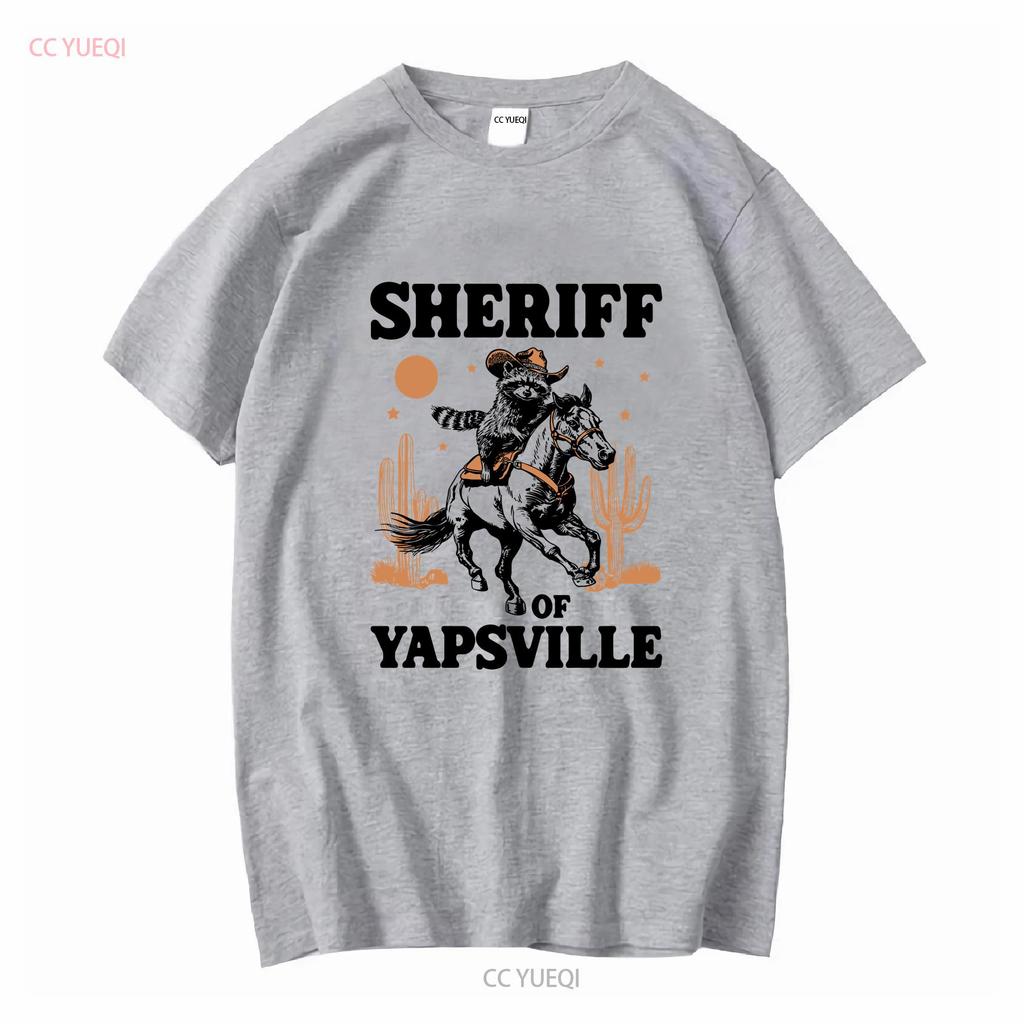 Sheriff Of Yapsville Racoon T Shirt Funny Western Cowboy Trash Panda Retro 90s Weirdcore Meme Cowgirl Clothing vintage Washed