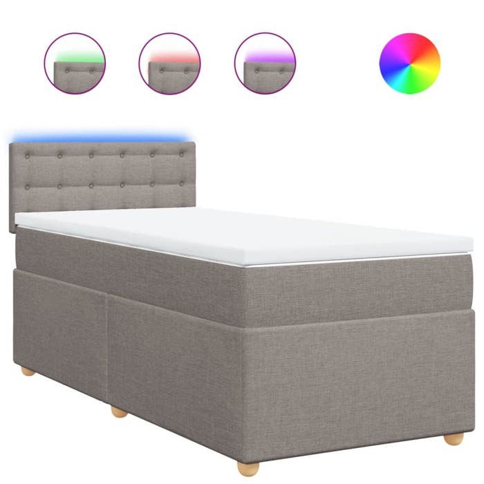 Maison Exclusive - Sommier à lattes de lit avec matelas Taupe 90x190 cm Tissu