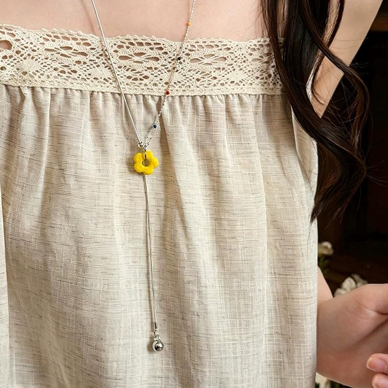 Trendy Colorful Resin Flower Pendant Necklace For Women Girl 2026 New Aesthetic Charm Neck Jewelry Accessories Decorations
