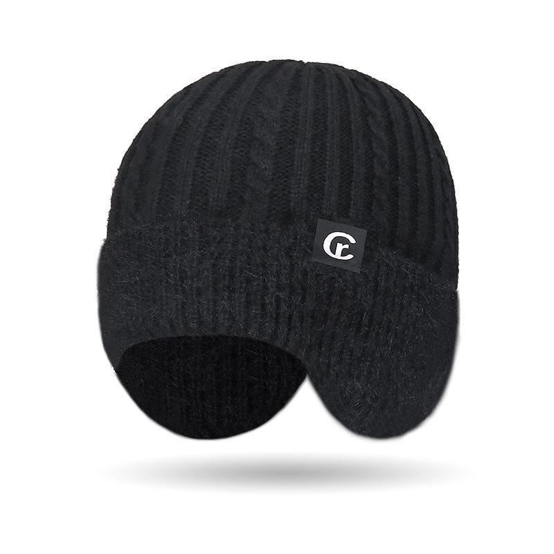 Unisex Winter Plush Knit Hat Set with Windproof Ear Protection - Warm Imitation Mink Fur for Outdoor Cycling