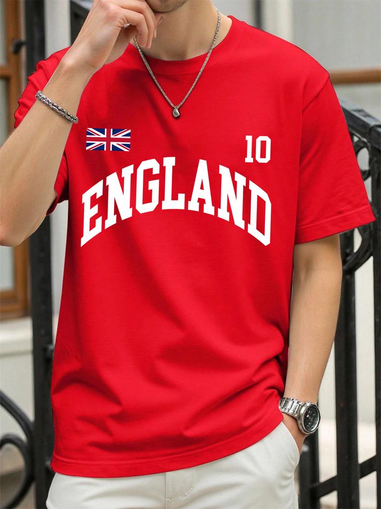 England Letter Uk Print TShirt For Men Cotton Summer T Shirts ONeck AllMatch Clothing Unisex Casual Loose Short Sleeve