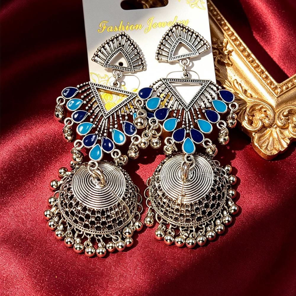 Indian Vintage Simple Bell Tassel Earrings for Women, Long Style Unique Court-style Elegant Wind Chime Ethnic Earrings