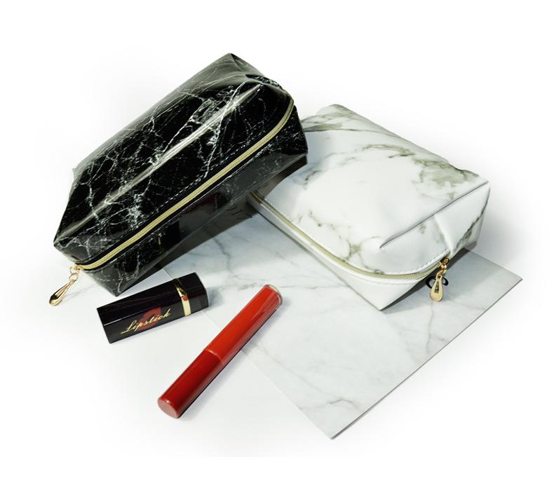 Cosmetic Bag Women Popular Product Pu Hand-Held Portable Square Waterproof Zipper Cute Travel Makeup Skincare Bag