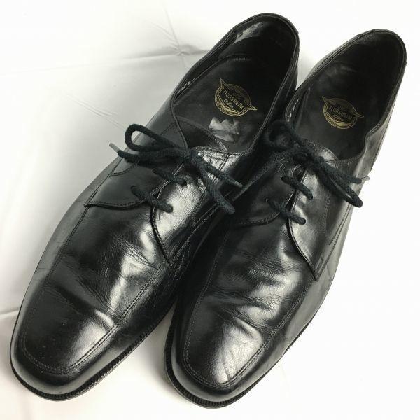 80er-90er Vintage Florsheim U-Tip Businessschuhe Größe 11B 27.5-28.5 Schwarz Herren(GEBRAUCHT)