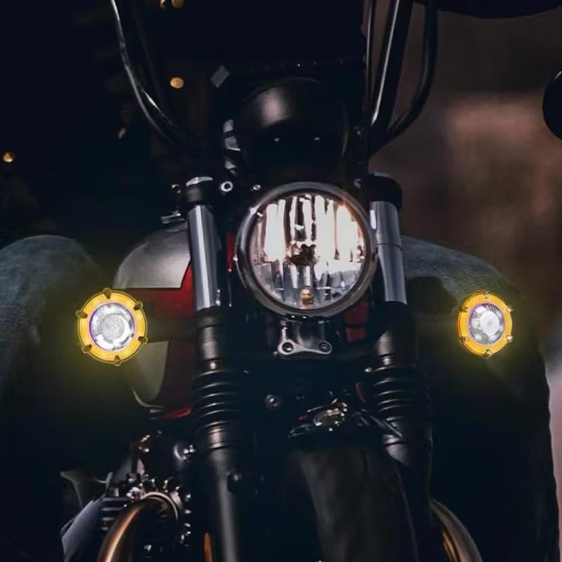 Motorcycle LED Turn Signals Lights Amber Flasher Blinker Lamps Retro Dual-Color Turn Signal Light 12V 10mm Moto Indicator Lamp