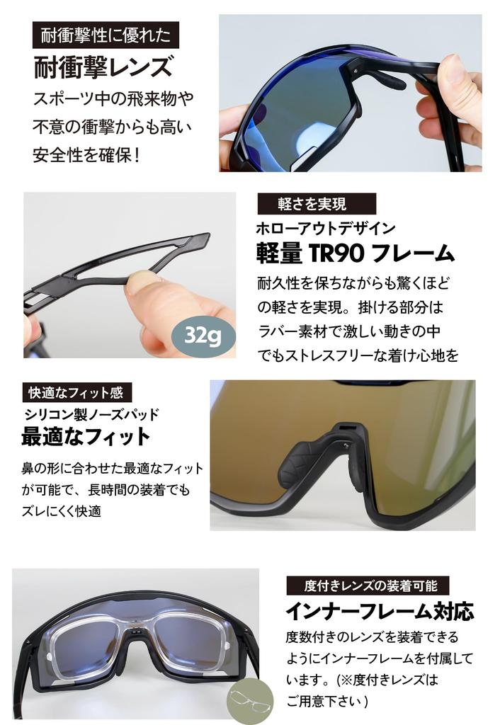 Polarized Sports Sunglasses UV With Inner Sports Lightweight Frame x Blue [Gorix] Sunglasses, (GS-POLA180) [Polarized Lenses, UV400, Protection]