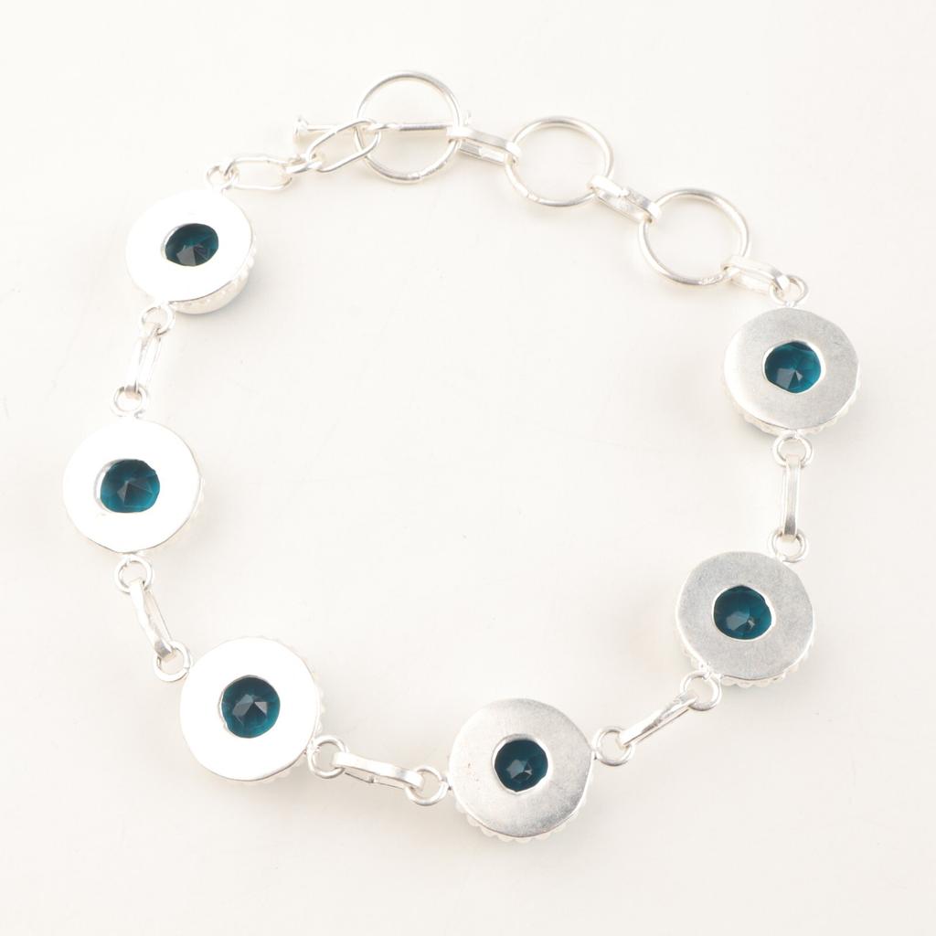 Apatite Gemstone 925 Sterling Silver Gift Jewelry Handmade Bracelet 9" For Gift RB-9-13
