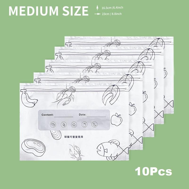 10Pcs Aluminum Foil Fresh-Keeping Bags Reusable Self Seal Packaging Bag Thickened Avoid Light Food Storage Bag Fruit