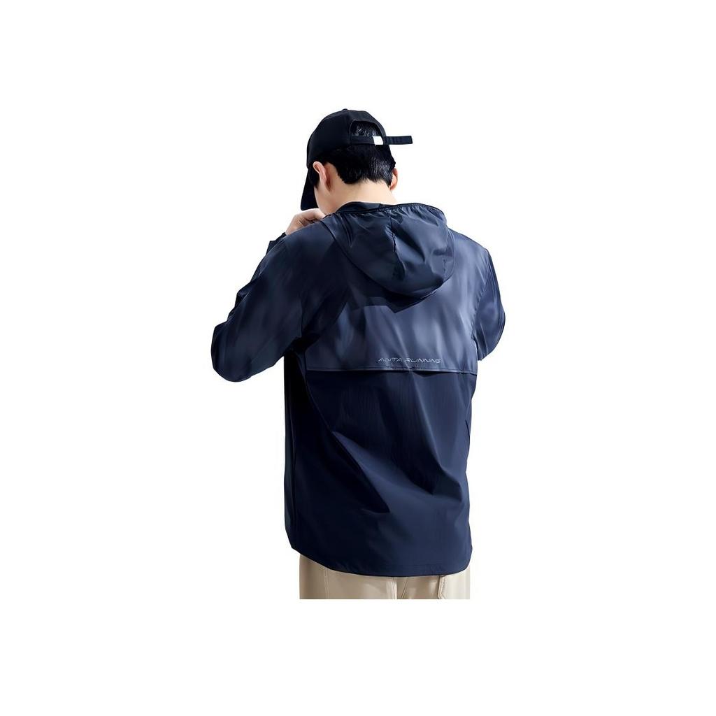 Anta Full Print Logo Color Block Zip Up Hooded Long Sleeve Windbreaker Jacket Men jackets Basic-Black 152335604-1