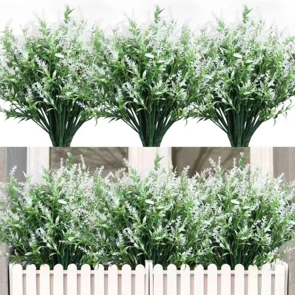5PCS UV Resistant Artificial Lavender 7 Heads Lavender Bouquet Realistic Fake Flowers  Home Decor