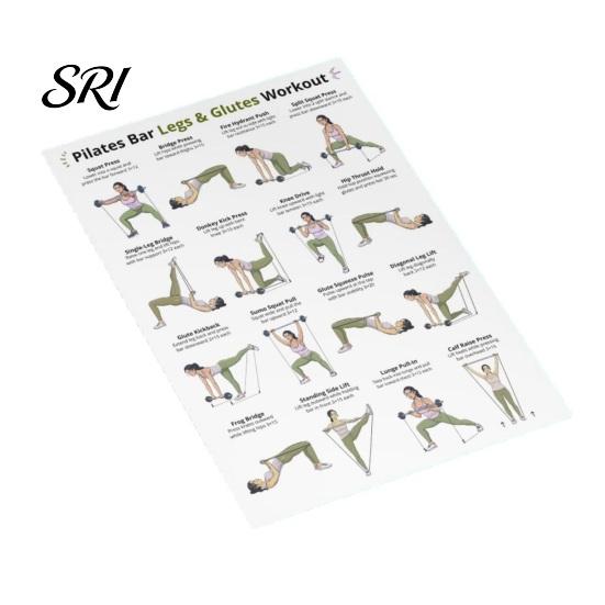 Yoga And Pilates Poster 3Pcs Bar Full Body Workout Set Leg Hip Arm Back Posture Exercise Routine Guide Chart for Home Gym Laminated Fitness Beginners