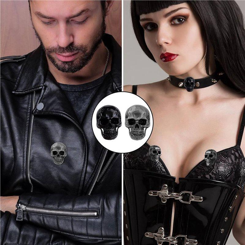 Fresh 12Pcs Skull Rivets Studs For Clothing, Gothic Style Skull Head Buttons Screws With Drilling Tool, 3D Skeleton Pins