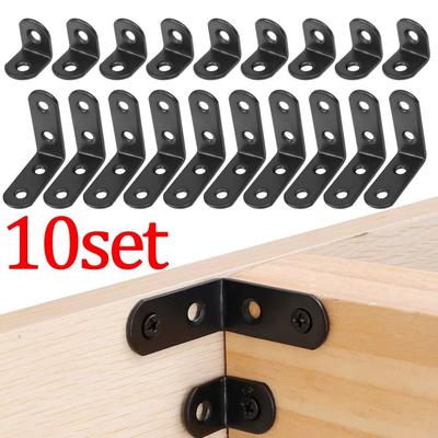 10Sets Cabinet Screens Wall Angle Bracket Furniture Fastener 90 Degree Right Angle Corner Brace Joint L Shape Iron