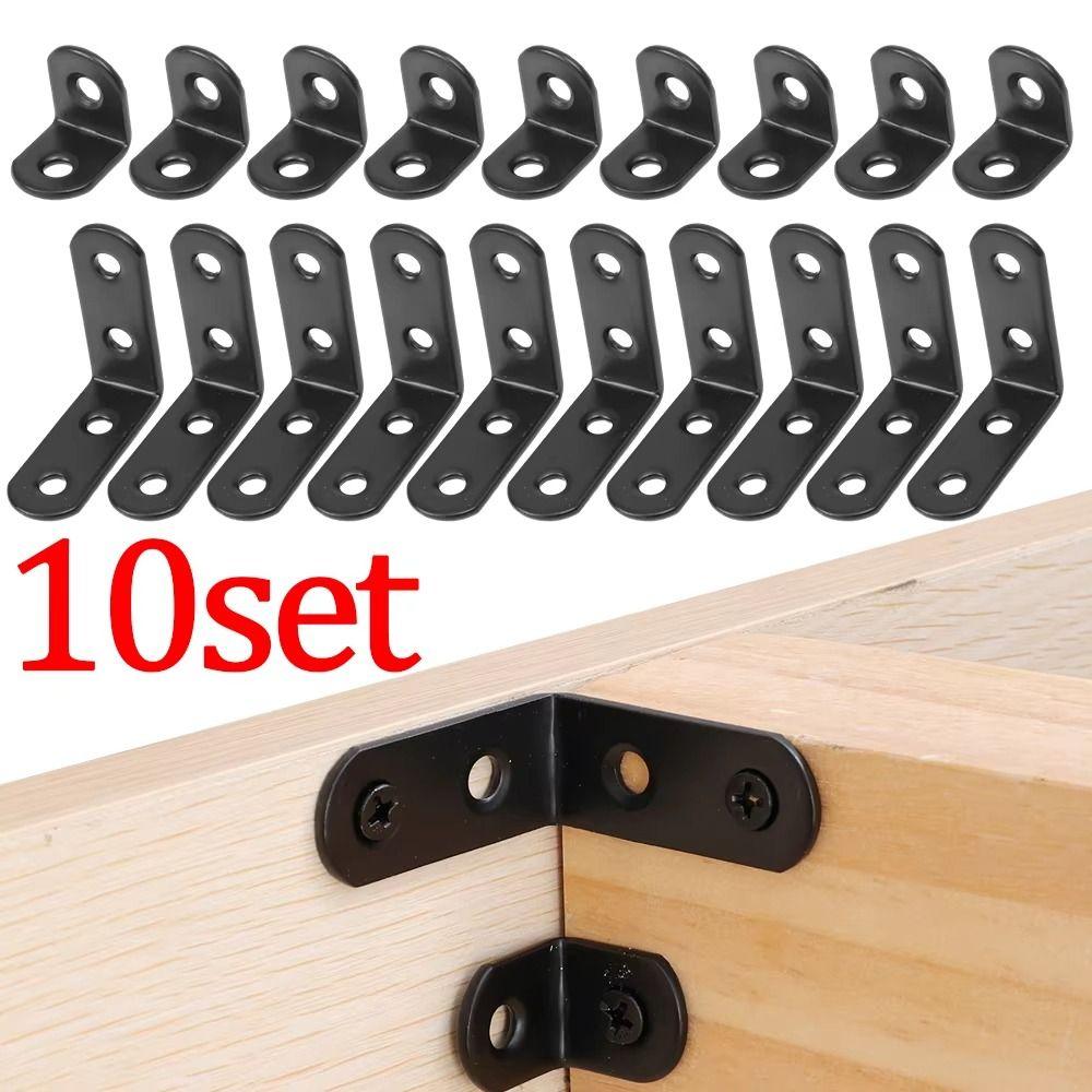 10Sets Furniture Fastener Corner Brace Joint Iron Shelf Support Bracket Durable Angle Bracket