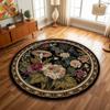 Round Botanical Floral Area Rug for Living Room Boho Chic Style Indoor Decor Natural Greenery Design