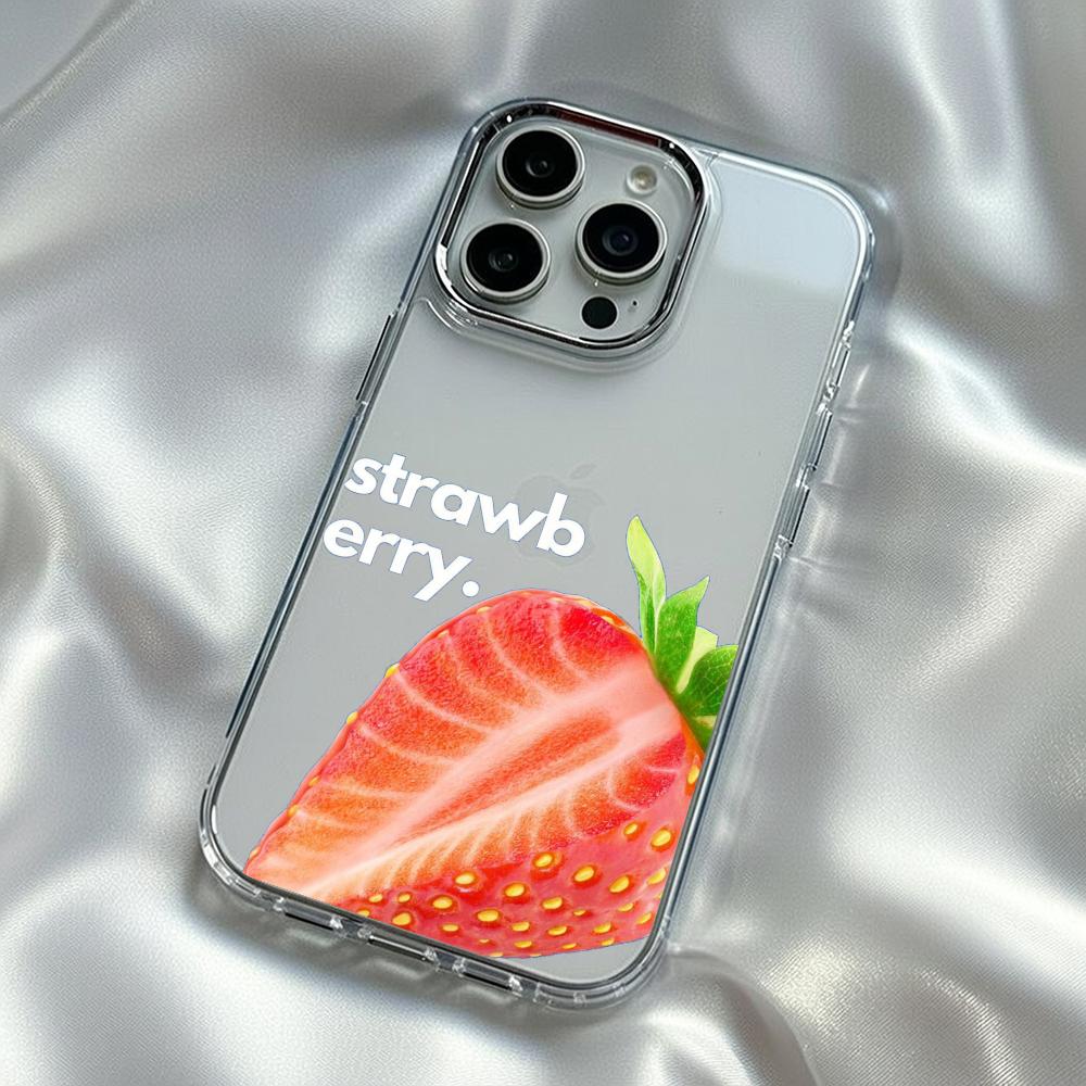 

Creative Fruit Vegetable Sticky Note Phone Case For iPhone17 16 15 14 13 12 Pro Max Plus Electroplated Transparent phone case iPhone 13 Pro Max