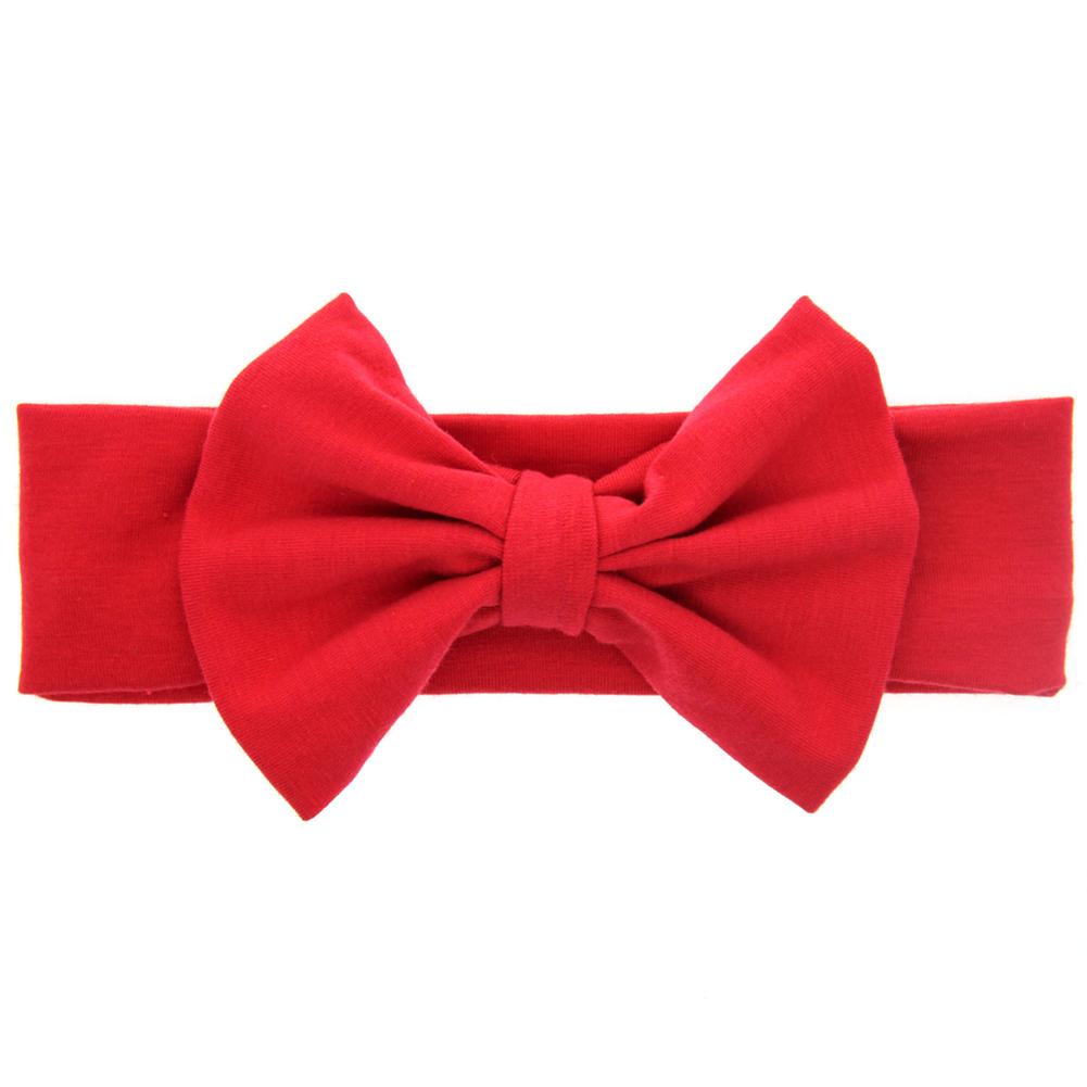 Kids Girls Xmas Gift Christmas Pure Color Bow Bowknot Soft Elastic Headband Hair Hoops